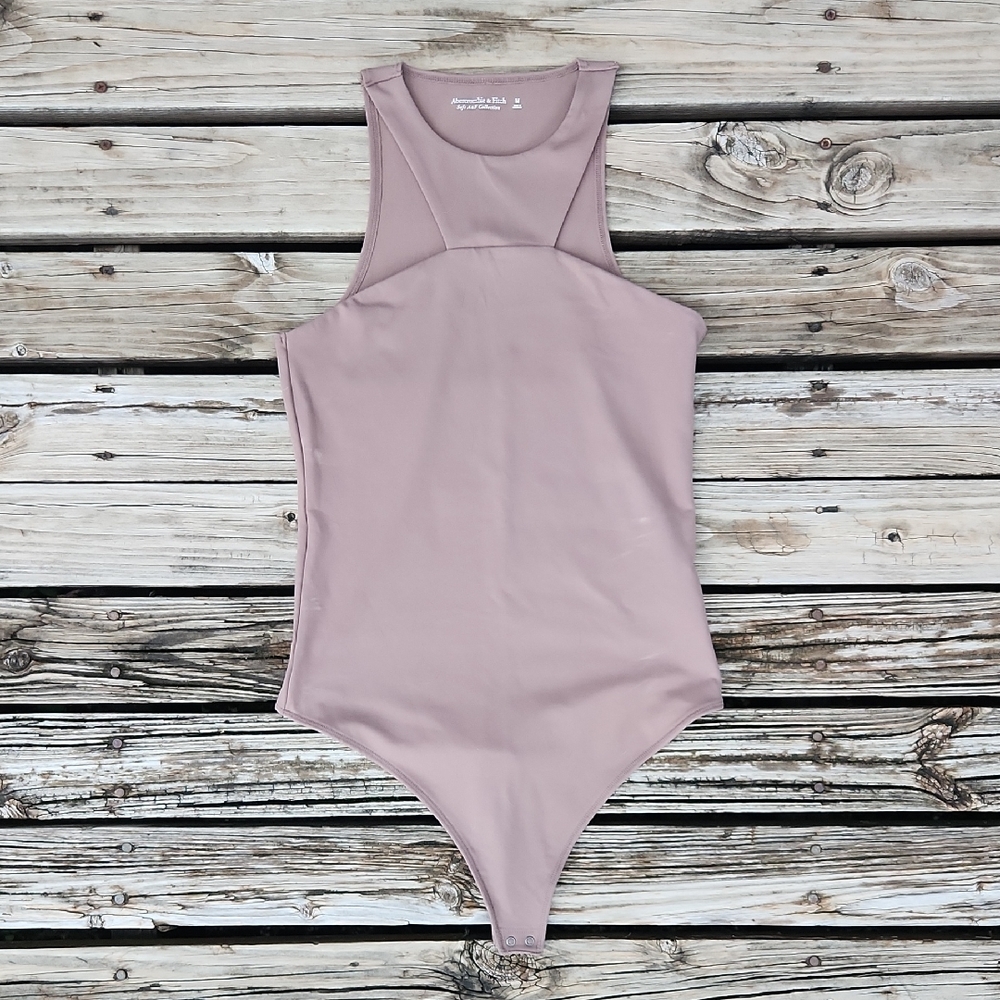Abercrombie & Fitch Soft Af Neutral High Neck Bodysuit Light Brown Sexy Medium
